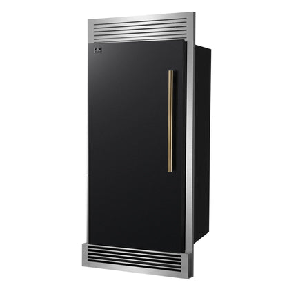 Forno Maderno 28" Built-In Convertible Refrigerator in Black, 13.6 cu.ft. Left Swing with Decorative Grill - 32" Wide FORNO