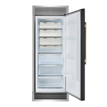Forno Maderno 28-Inch Built-In Convertible Refrigerator in Black with Antique Brass Handle, 13.6 cu.ft. Right Swing FORNO
