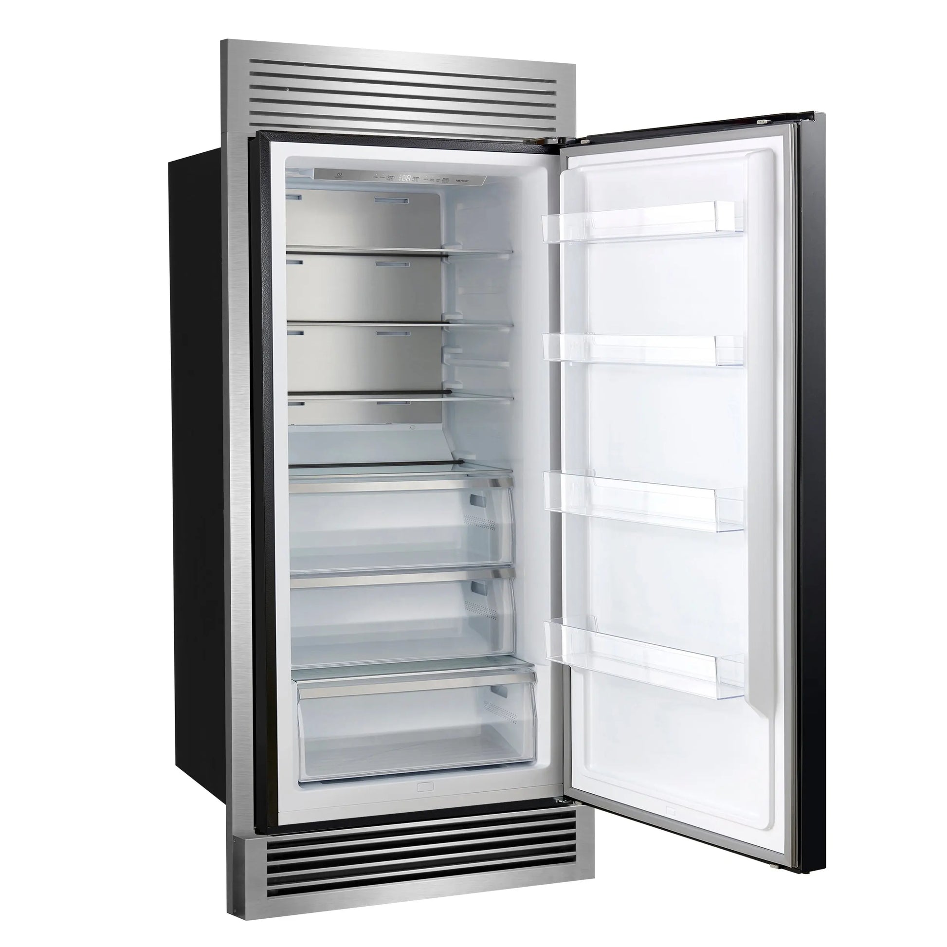 Forno Maderno 28-Inch Built-In Convertible Refrigerator in Black with Antique Brass Handle, 13.6 cu.ft. Right Swing FORNO