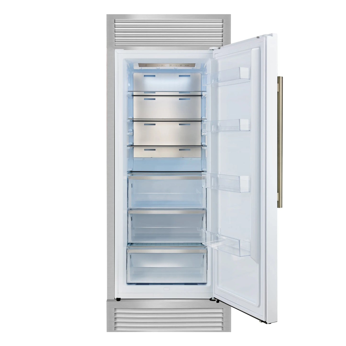 Forno Maderno 28-Inch Built-In Convertible Refrigerator in White with Antique Brass Handle, 13.6 cu.ft. Right Swing FORNO