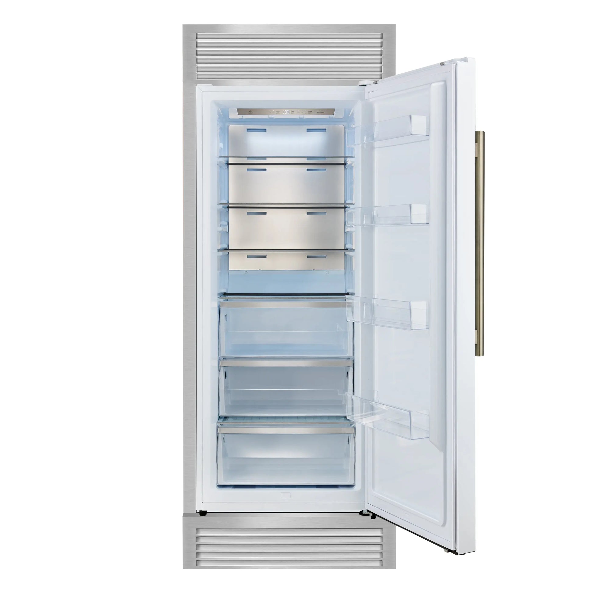 Forno Maderno 28-Inch Built-In Convertible Refrigerator in White with Antique Brass Handle, 13.6 cu.ft. Right Swing FORNO