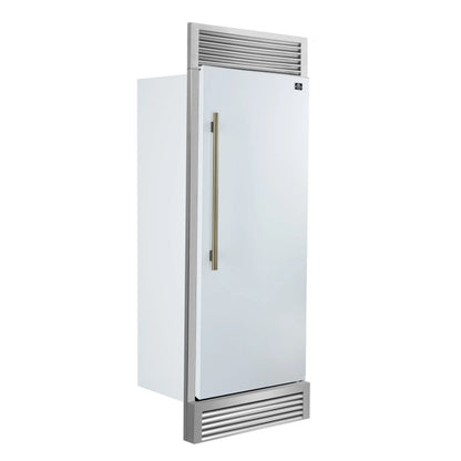 Forno Maderno 28-Inch Built-In Convertible Refrigerator in White with Antique Brass Handle, 13.6 cu.ft. Right Swing FORNO