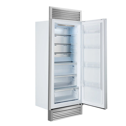 Forno Maderno 28-Inch Built-In Convertible Refrigerator in White with Antique Brass Handle, 13.6 cu.ft. Right Swing FORNO