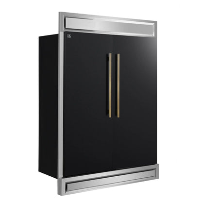 Forno Maderno 2-28-Inch Wide Convertible Refrigerator/Freezer in Black, Decorative Trim, 27.2 cu.ft, 84-Inch High, ENERGY STAR Certified FORNO