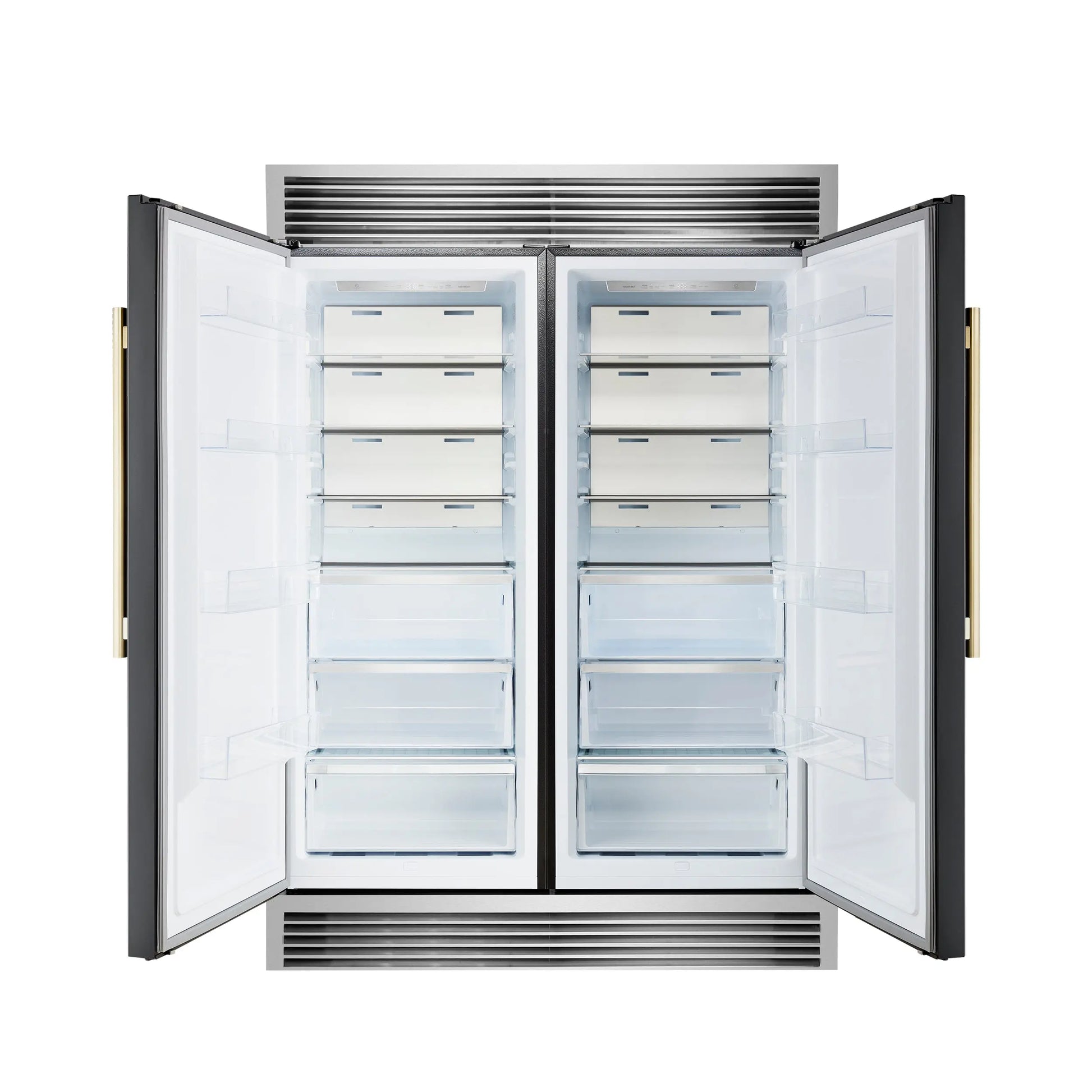 Forno Maderno 2-28-Inch Wide Convertible Refrigerator/Freezer in Black, Decorative Trim Grill, 27.2 cu.ft, 84-Inch High, ENERGY STAR Certified FORNO