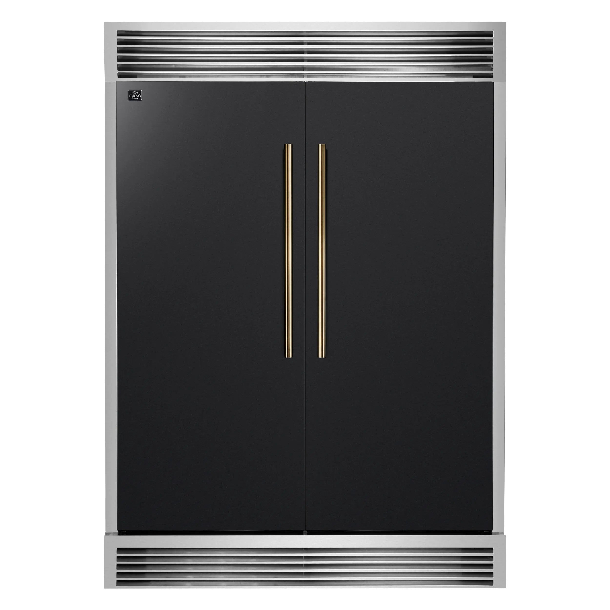 Forno Maderno 2-28-Inch Wide Convertible Refrigerator/Freezer in Black, Decorative Trim Grill, 27.2 cu.ft, 84-Inch High, ENERGY STAR Certified FORNO