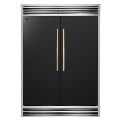 Forno Maderno 2-28-Inch Wide Convertible Refrigerator/Freezer in Black, Decorative Trim Grill, 27.2 cu.ft, 84-Inch High, ENERGY STAR Certified FORNO