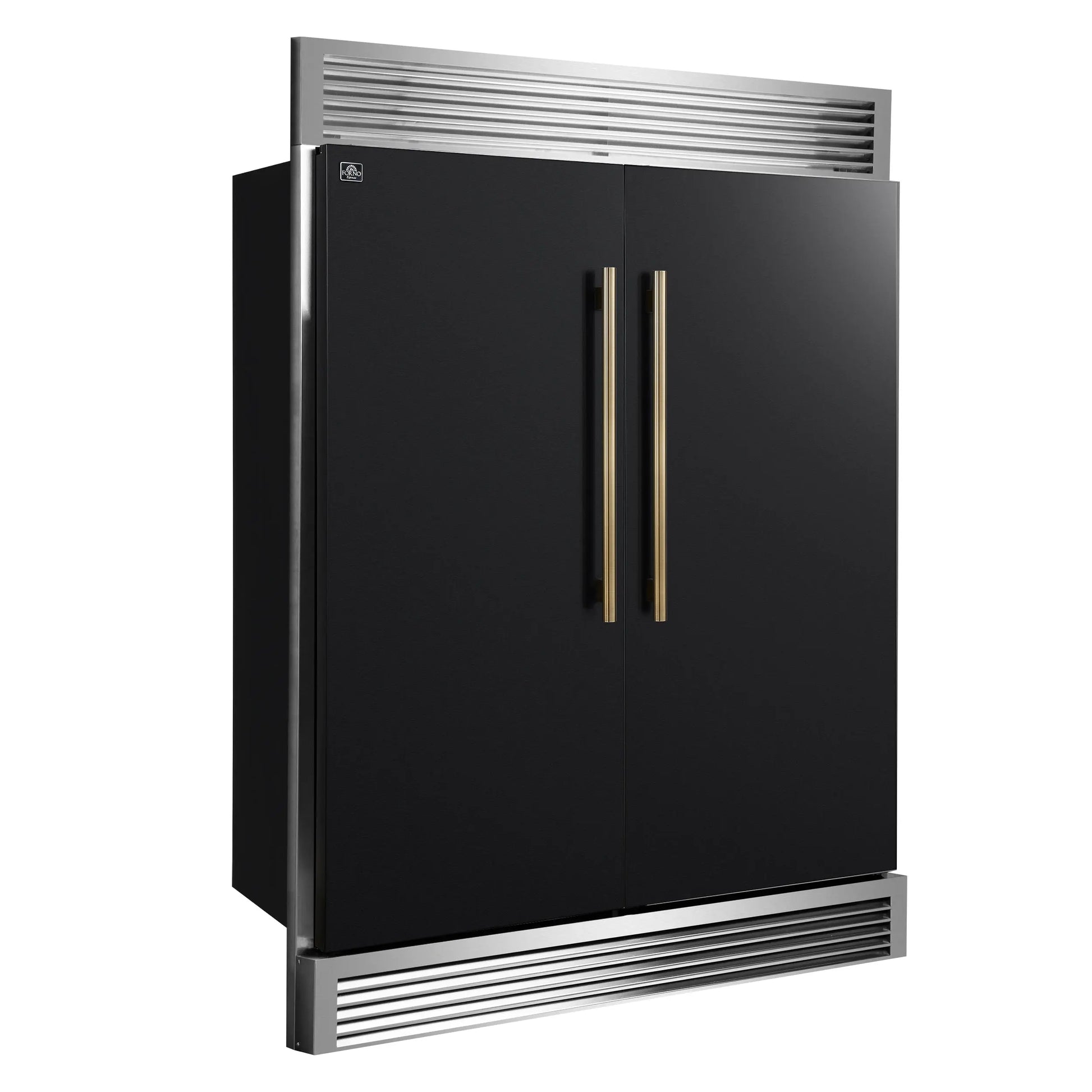 Forno Maderno 2-28-Inch Wide Convertible Refrigerator/Freezer in Black, Decorative Trim Grill, 27.2 cu.ft, 84-Inch High, ENERGY STAR Certified FORNO