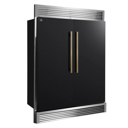 Forno Maderno 2-28-Inch Wide Convertible Refrigerator/Freezer in Black, Decorative Trim Grill, 27.2 cu.ft, 84-Inch High, ENERGY STAR Certified FORNO