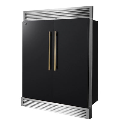 Forno Maderno 2-28-Inch Wide Convertible Refrigerator/Freezer in Black, Decorative Trim Grill, 27.2 cu.ft, 84-Inch High, ENERGY STAR Certified FORNO