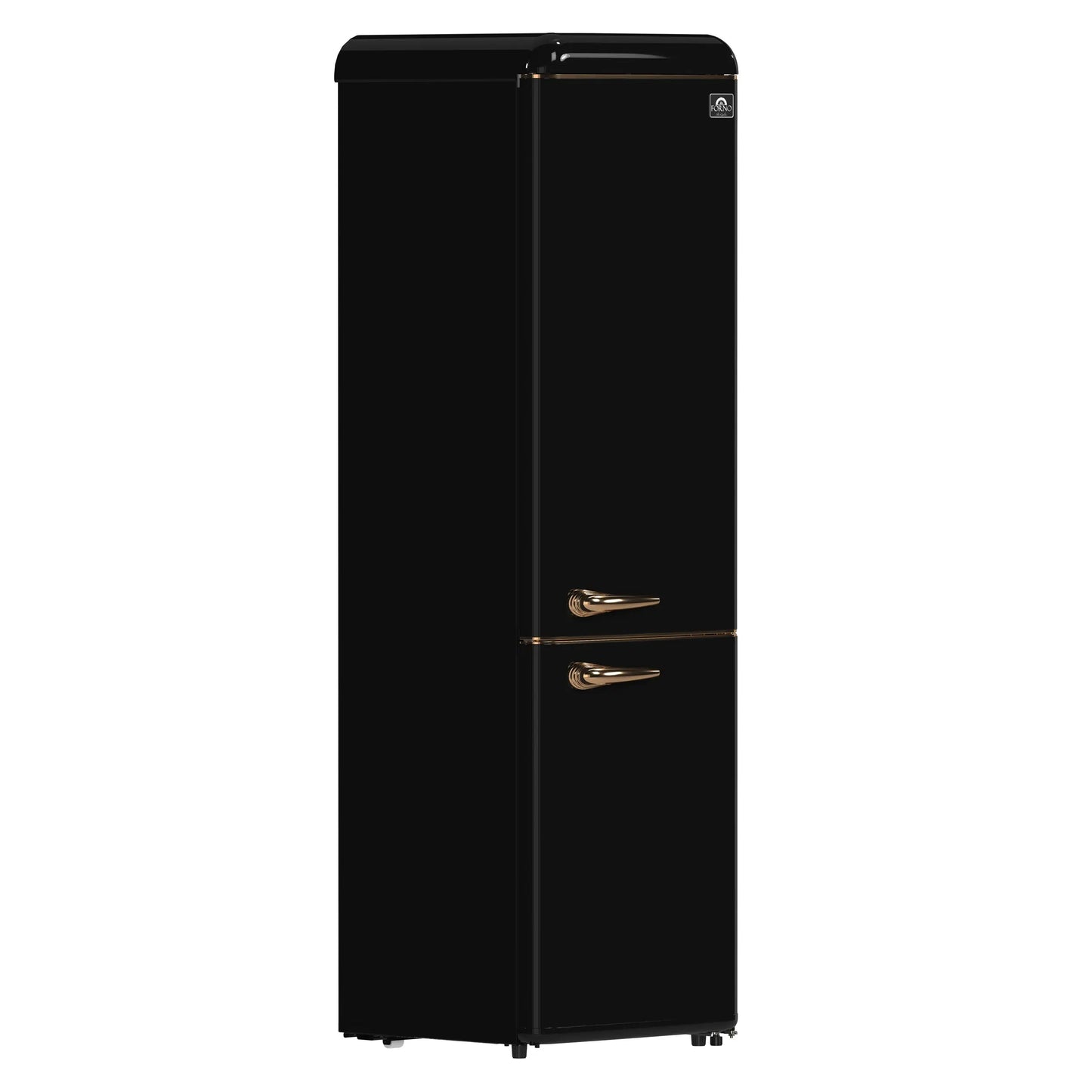 Forno Storico 22-Inch Retro bottom freezer Fridge in Black, 9 cu.ft, copper-tone handle FORNO