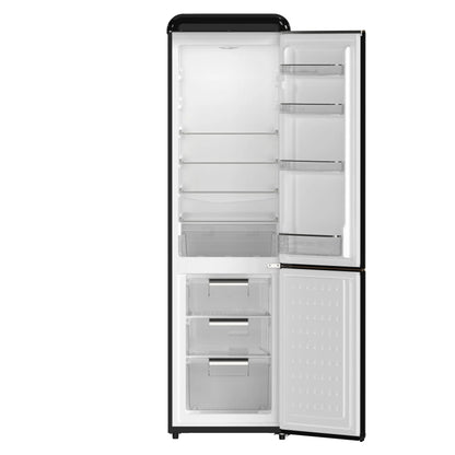 Forno Storico 22-Inch Retro bottom freezer Fridge in Black, 9 cu.ft, copper-tone handle FORNO