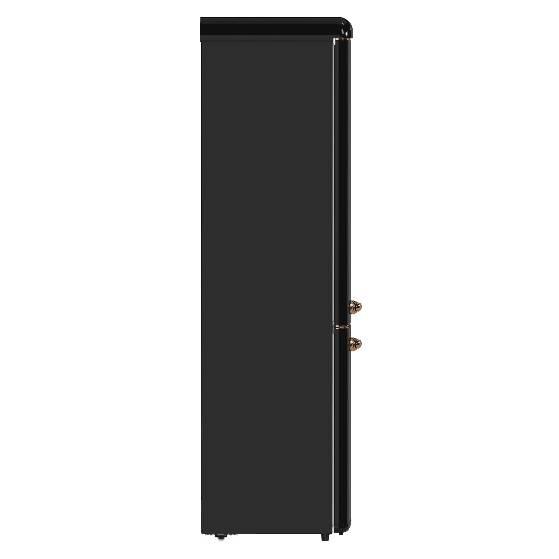 Forno Storico 22-Inch Retro bottom freezer Fridge in Black, 9 cu.ft, copper-tone handle FORNO