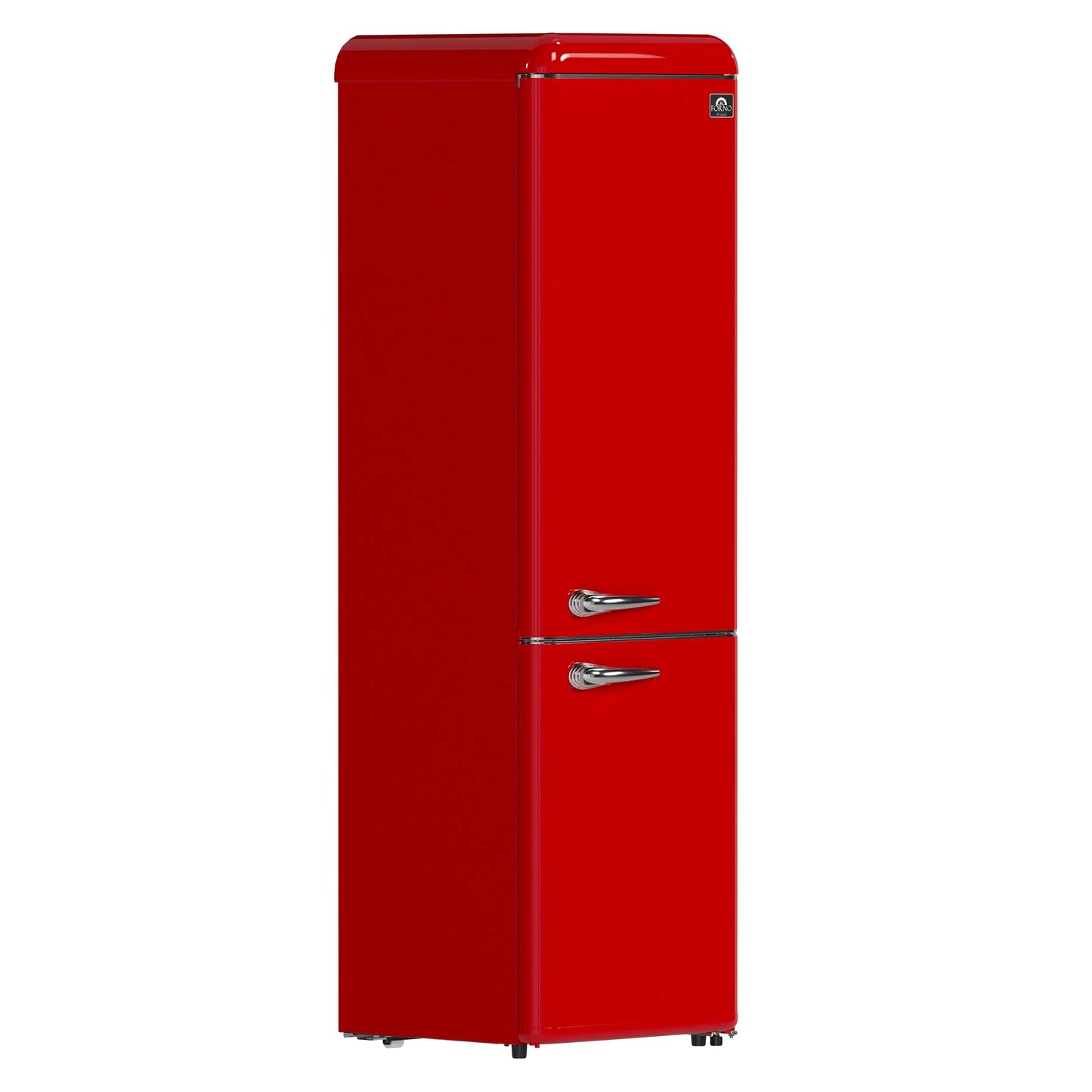 Forno Storico 22-Inch Retro bottom freezer Fridge in Red, 9 cu.ft, silver handle FORNO