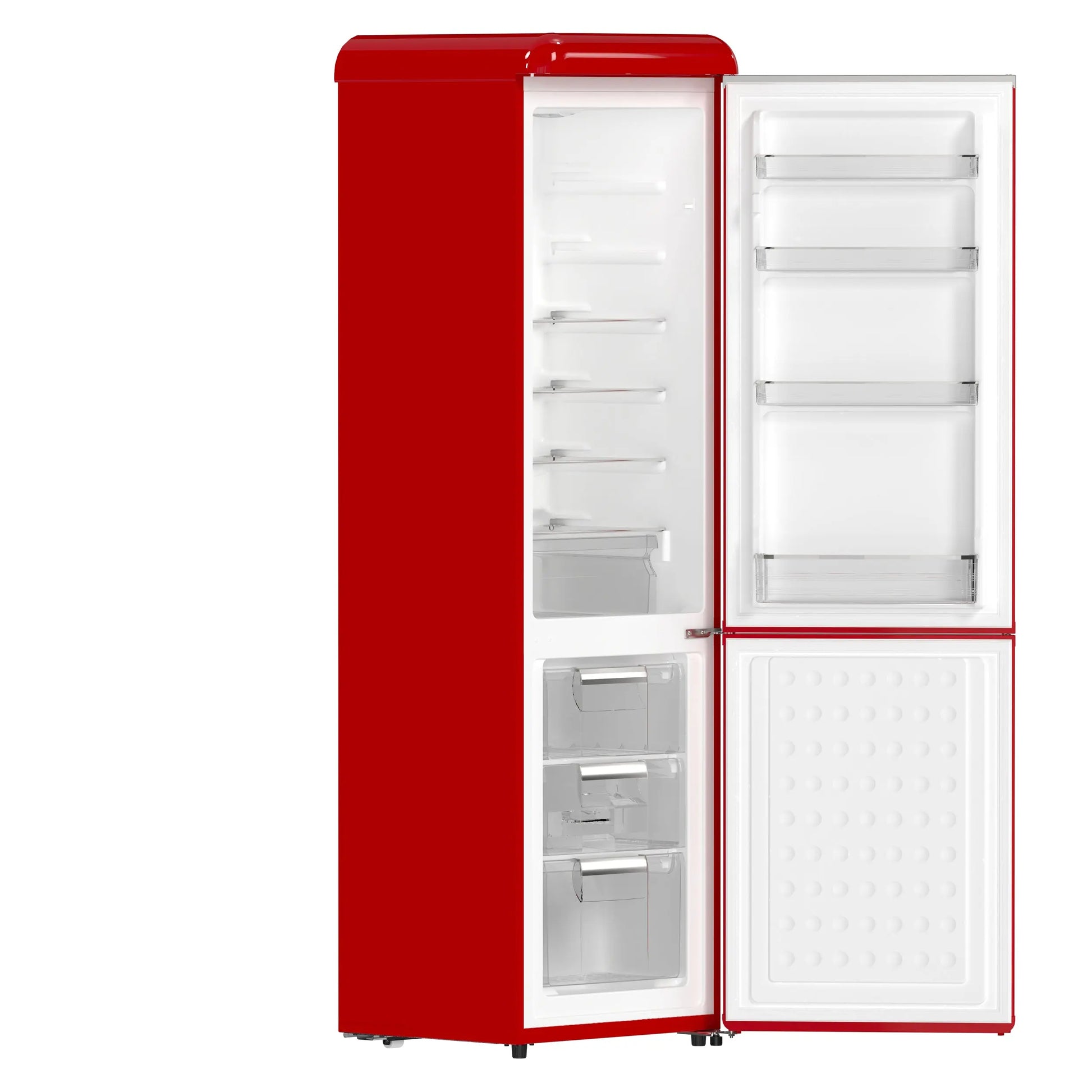 Forno Storico 22-Inch Retro bottom freezer Fridge in Red, 9 cu.ft, silver handle FORNO
