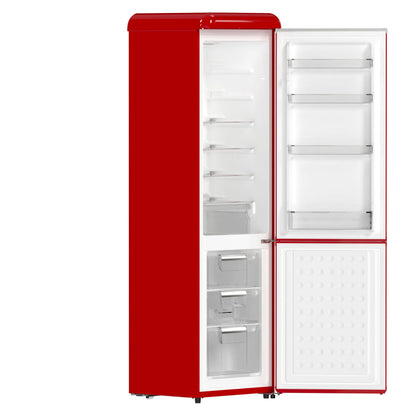 Forno Storico 22-Inch Retro bottom freezer Fridge in Red, 9 cu.ft, silver handle FORNO