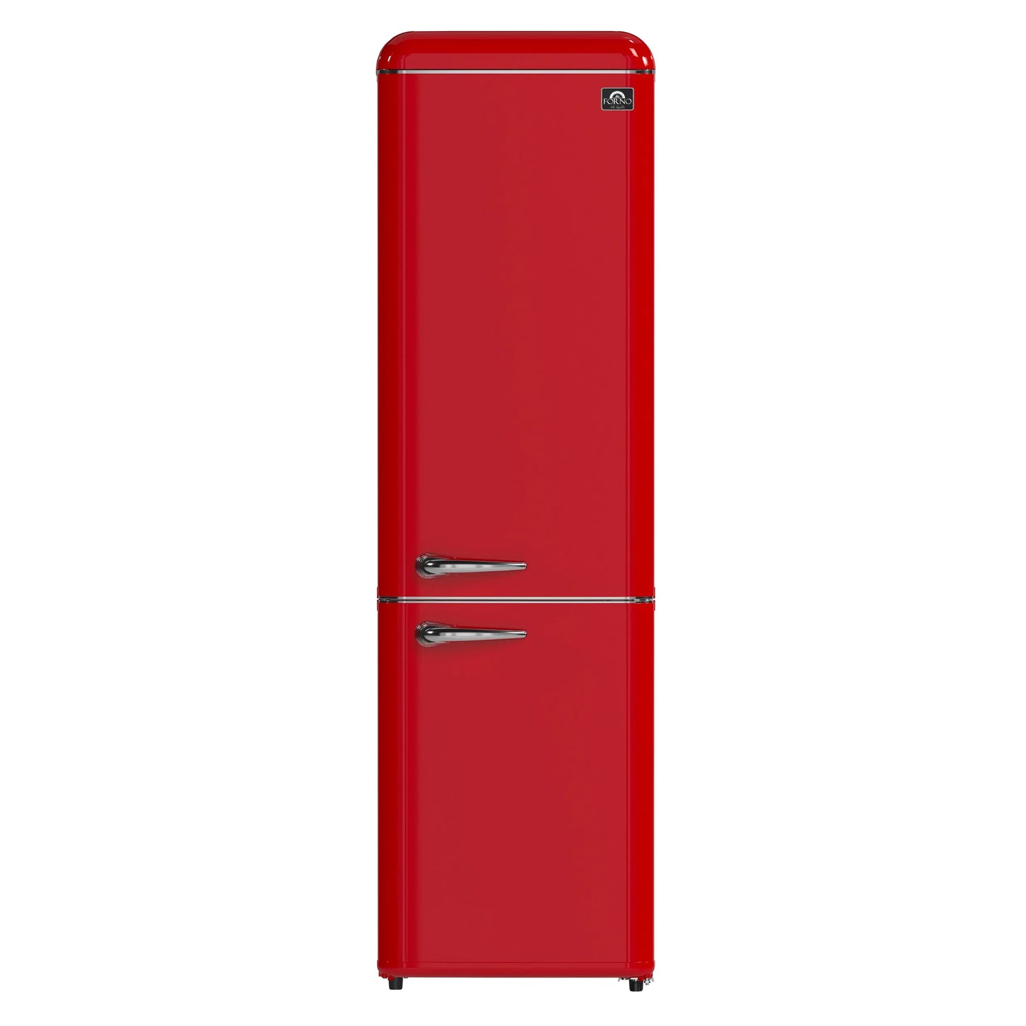 Forno Storico 22-Inch Retro bottom freezer Fridge in Red, 9 cu.ft, silver handle FORNO