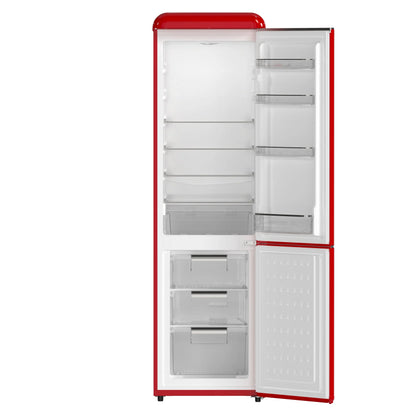 Forno Storico 22-Inch Retro bottom freezer Fridge in Red, 9 cu.ft, silver handle FORNO