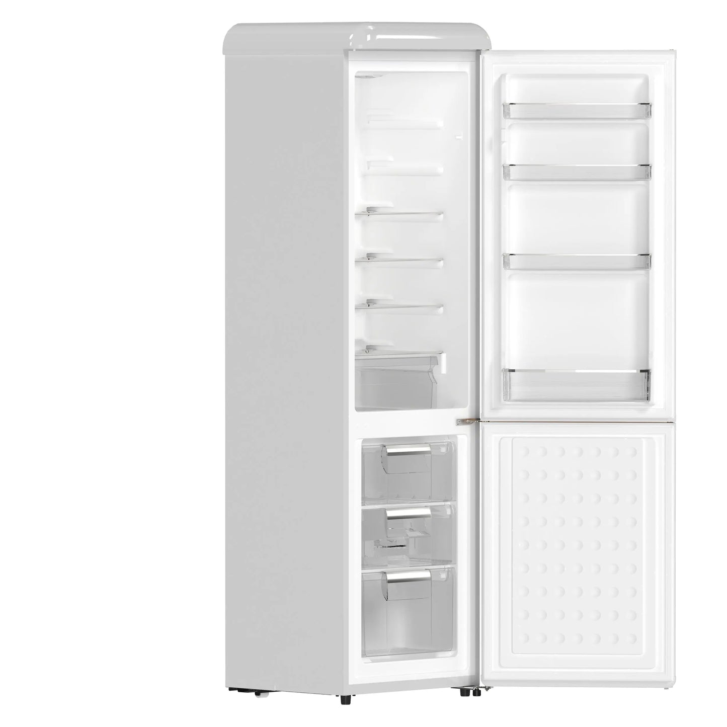 Forno Storico 22-Inch Retro bottom freezer Fridge in White, 9 cu.ft, copper-tone handle FORNO