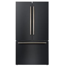 Forno Rivello 36 Inch French Door Refrigerator in Black with Antique Brass, Internal Water Dispenser, Filtered Ice, Adjustable Shelves, Energy Star Certified FORNO