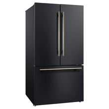 Forno Rivello 36 Inch French Door Refrigerator in Black with Antique Brass, Internal Water Dispenser, Filtered Ice, Adjustable Shelves, Energy Star Certified FORNO