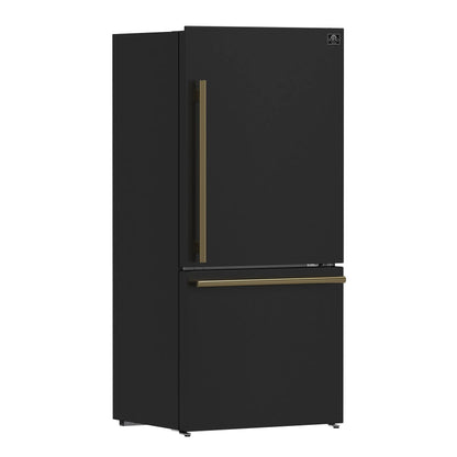 Forno Milano Espresso 31-Inch Bottom Freezer Refrigerator, Black, 17.2 cu.ft Capacity, Energy Efficient FORNO