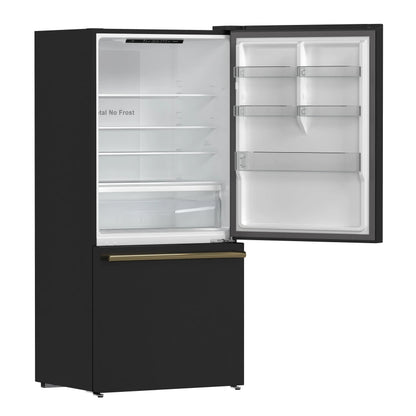 Forno Milano Espresso 31-Inch Bottom Freezer Refrigerator, Black, 17.2 cu.ft Capacity, Energy Efficient FORNO