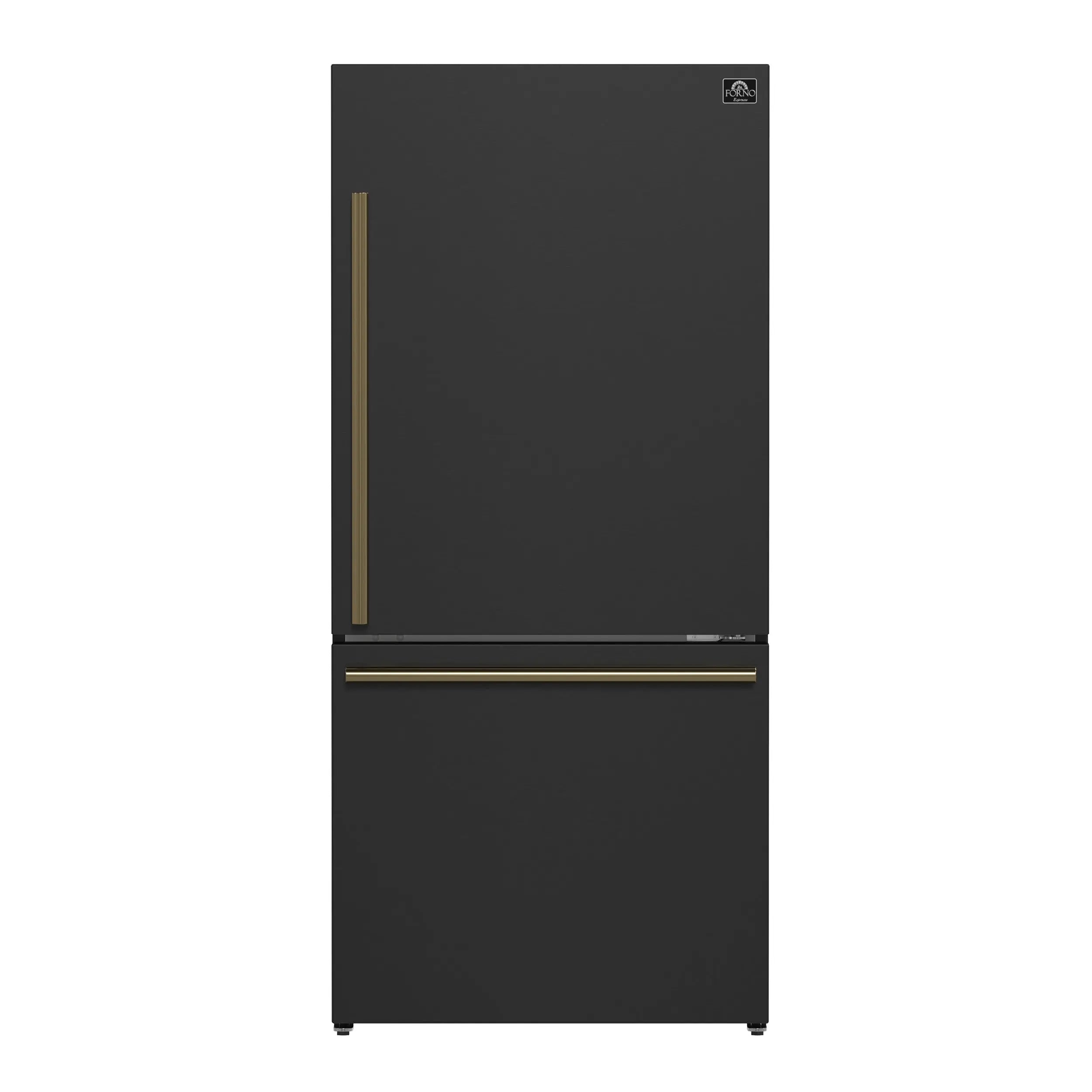 Forno Milano Espresso 31-Inch Bottom Freezer Refrigerator, Black, 17.2 cu.ft Capacity, Energy Efficient FORNO