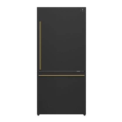 Forno Milano Espresso 31-Inch Bottom Freezer Refrigerator, Black, 17.2 cu.ft Capacity, Energy Efficient FORNO
