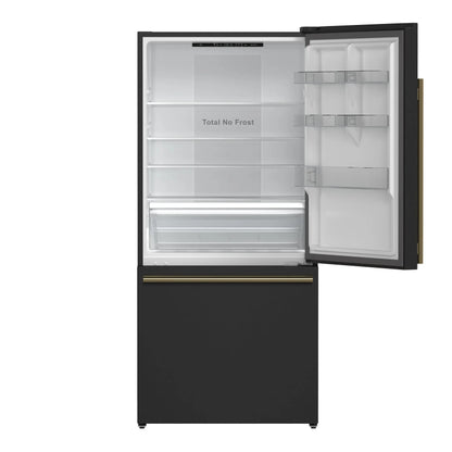 Forno Milano Espresso 31-Inch Bottom Freezer Refrigerator, Black, 17.2 cu.ft Capacity, Energy Efficient FORNO