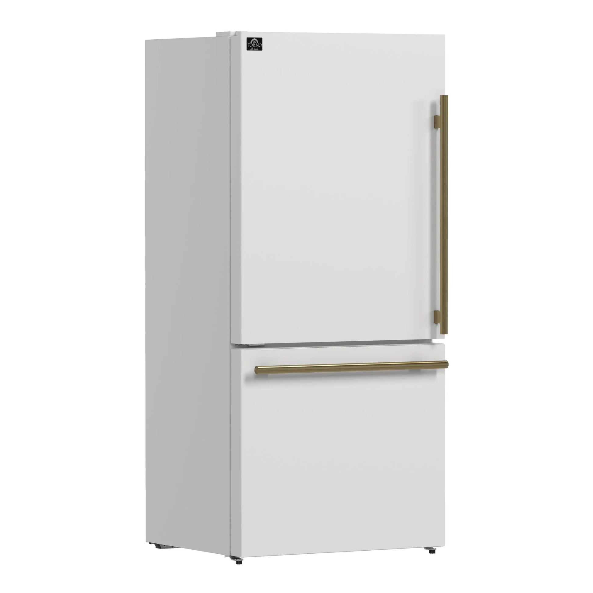 Forno Milano Espresso 31-Inch White Bottom Freezer Refrigerator, 17.2 Cu. Ft., Energy-Efficient, No Frost, Built-In Ice Maker FORNO