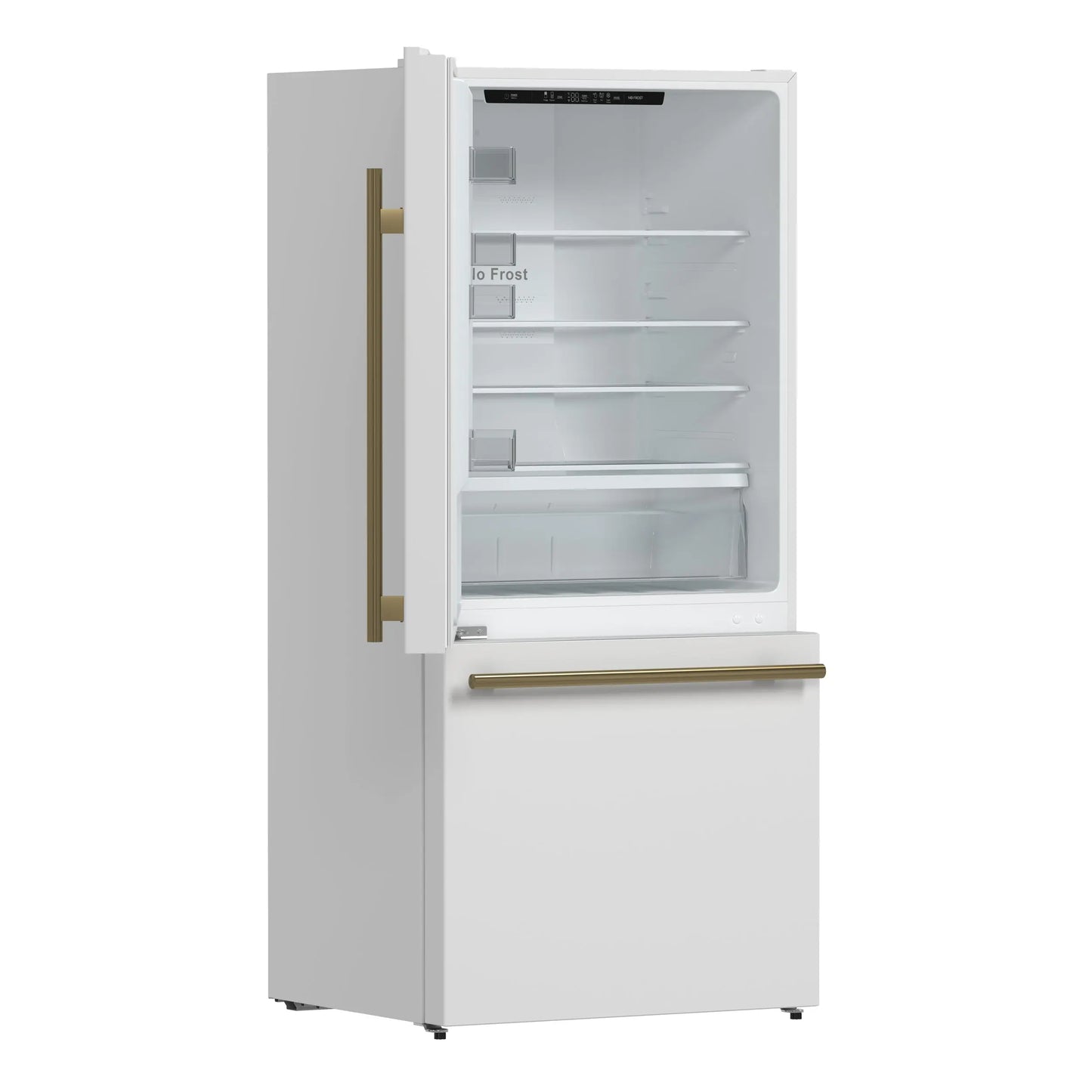 Forno Milano Espresso 31-Inch White Bottom Freezer Refrigerator, 17.2 Cu. Ft., Energy-Efficient, No Frost, Built-In Ice Maker FORNO