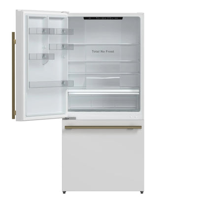 Forno Milano Espresso 31-Inch White Bottom Freezer Refrigerator, 17.2 Cu. Ft., Energy-Efficient, No Frost, Built-In Ice Maker FORNO