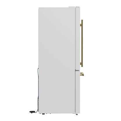 Forno Milano Espresso 31-Inch White Bottom Freezer Refrigerator, 17.2 Cu. Ft., Energy-Efficient, No Frost, Built-In Ice Maker FORNO
