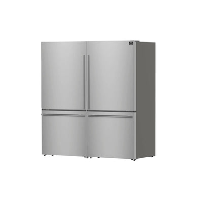 Forno Milano 2-Piece 62-Inch Freestanding Dual Bottom Freezer Refrigerator, Stainless Steel – 34.4 cu.ft, Touch Control, Ice Maker FORNO
