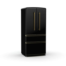 Forno Luigi 33-Inch French Door Refrigerator, 18 cu.ft, Black Finish, Antique Brass Handles, ENERGY STAR Certified FORNO