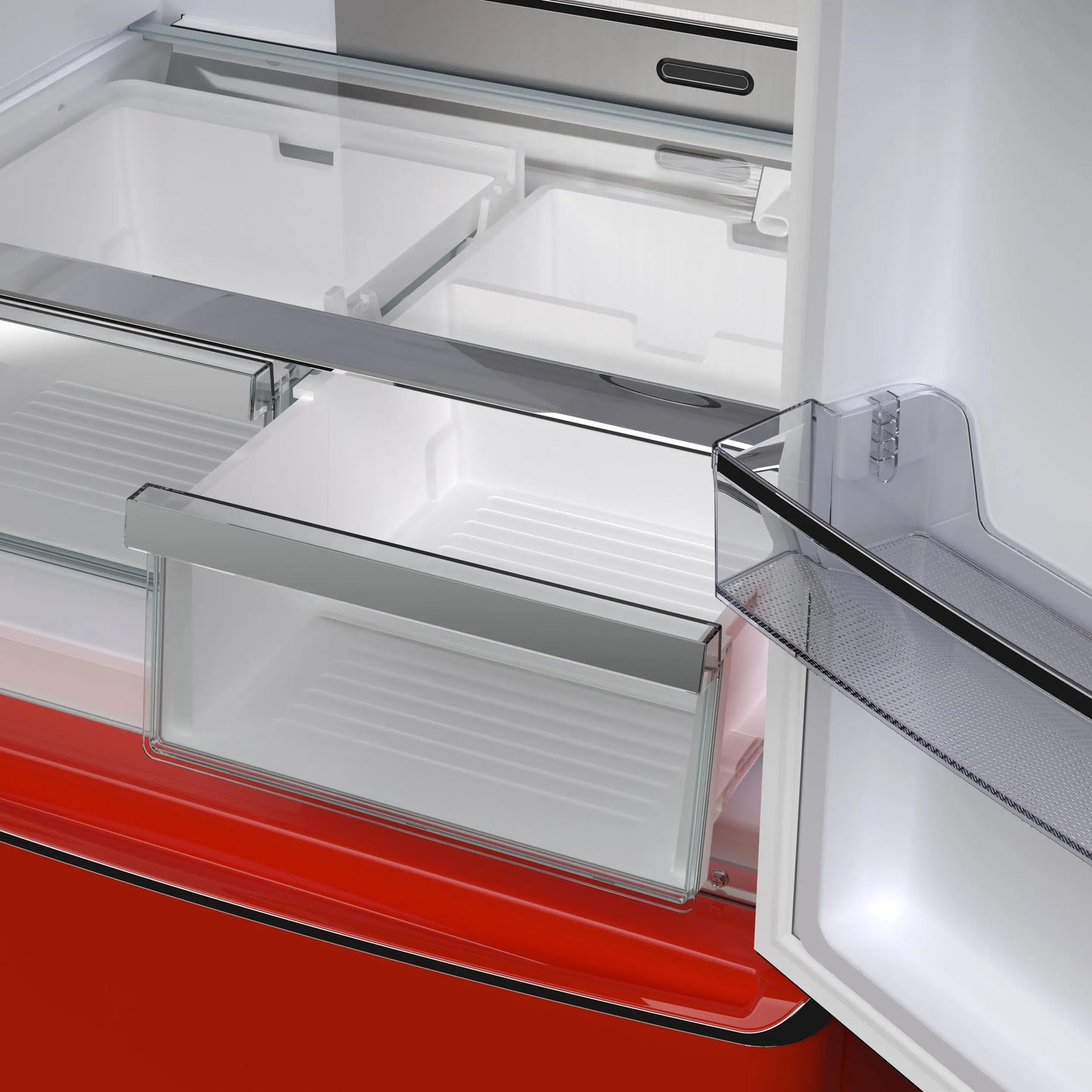 Forno Luigi 33-Inch French Door Refrigerator, 18 cu.ft, Red Finish, Handle-Free Design, ENERGY STAR Certified FORNO
