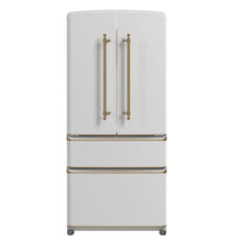 Forno Luigi 33-Inch French Door Refrigerator, 18 cu.ft, White Finish, Antique Brass Handles, ENERGY STAR Certified FORNO
