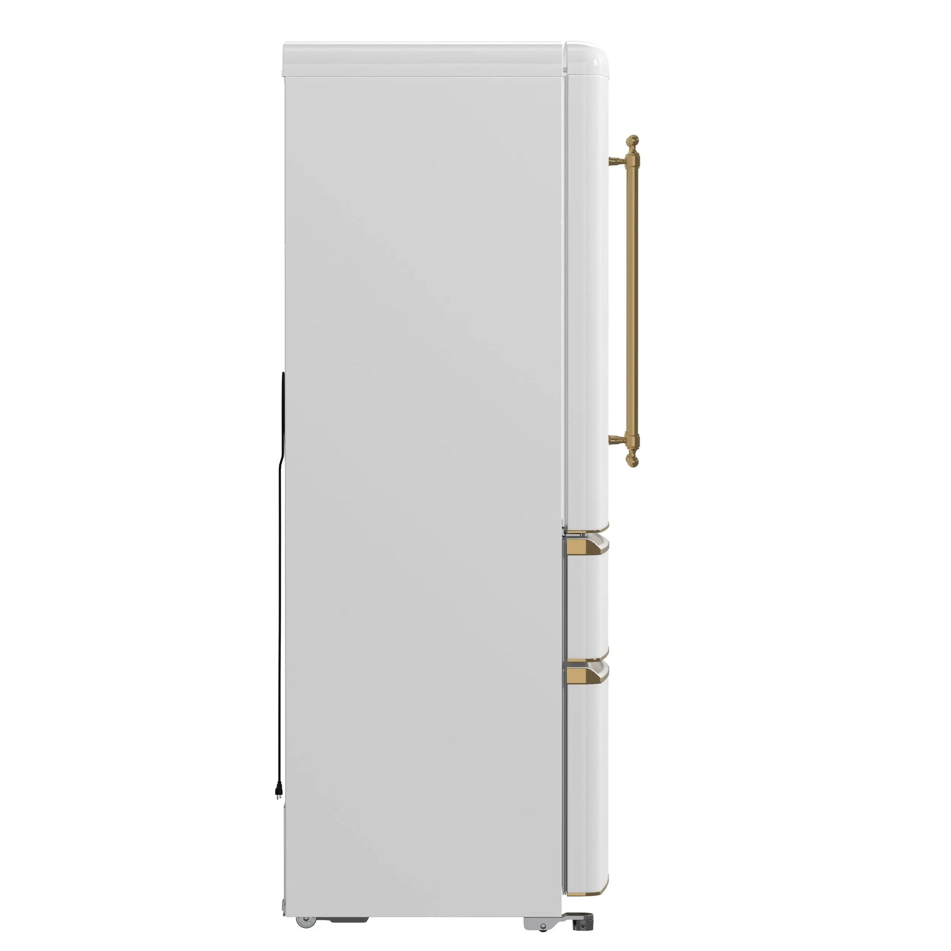 Forno Luigi 33-Inch French Door Refrigerator, 18 cu.ft, White Finish, Antique Brass Handles, ENERGY STAR Certified FORNO