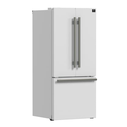 Forno Gallipoli Espresso 30-Inch White French Door Refrigerator, Bottom Freezer, 17.5 Cu. Ft., No Frost, Ice Maker FORNO