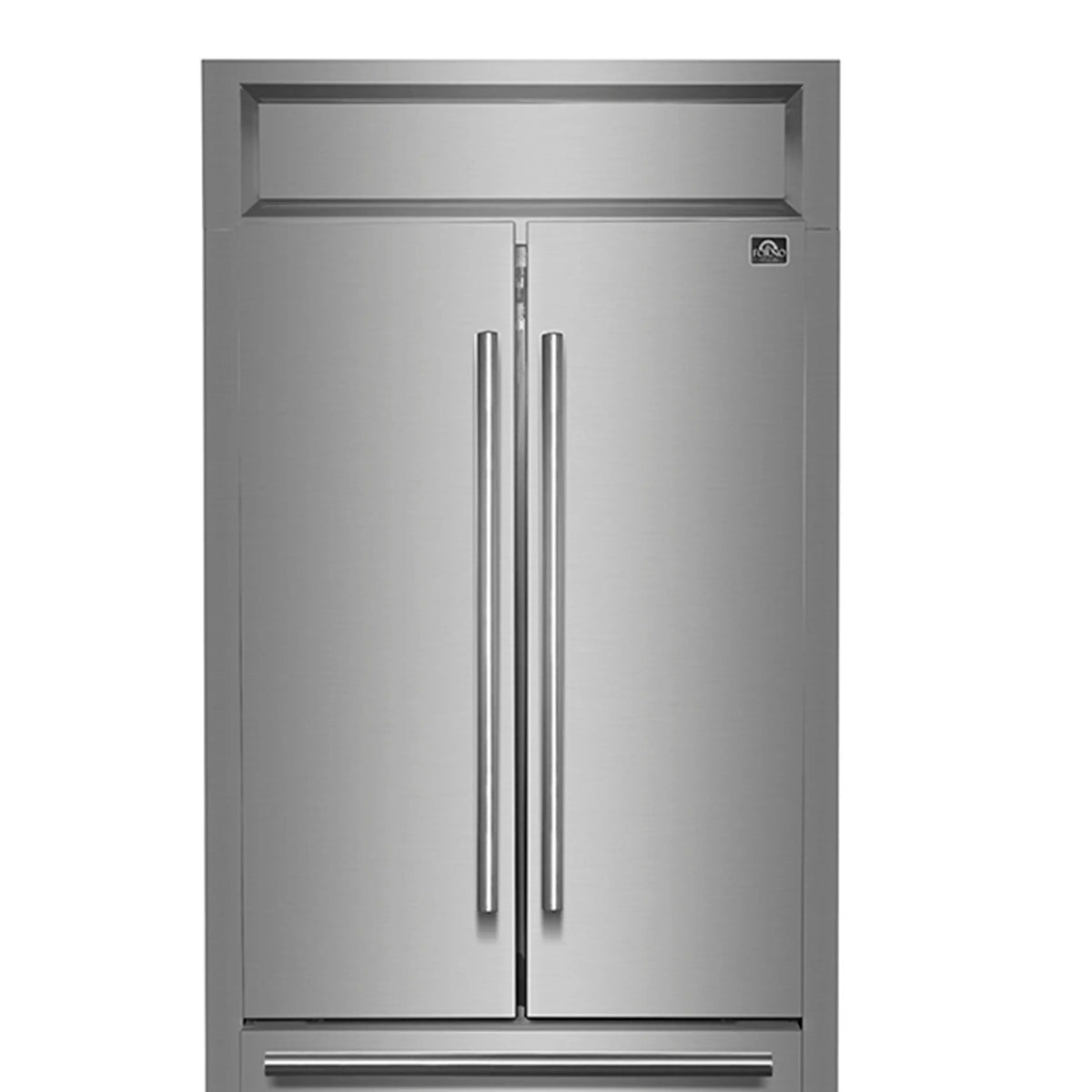Forno Gallipoli 30-Inch French Door Refrigerator, 17.5 cu.ft Capacity, Modern Decorative Grill, 34-Inch Width, Stainless Steel FORNO