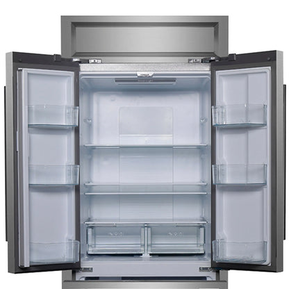 Forno Gallipoli 30-Inch French Door Refrigerator, 17.5 cu.ft Capacity, Modern Decorative Grill, 34-Inch Width, Stainless Steel FORNO