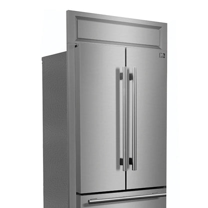 Forno Gallipoli 30-Inch French Door Refrigerator, 17.5 cu.ft Capacity, Modern Decorative Grill, 34-Inch Width, Stainless Steel FORNO