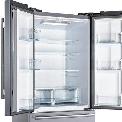 Forno Gallipoli 30-Inch French Door Refrigerator, 17.5 cu.ft Capacity, Modern Decorative Grill, 34-Inch Width, Stainless Steel FORNO