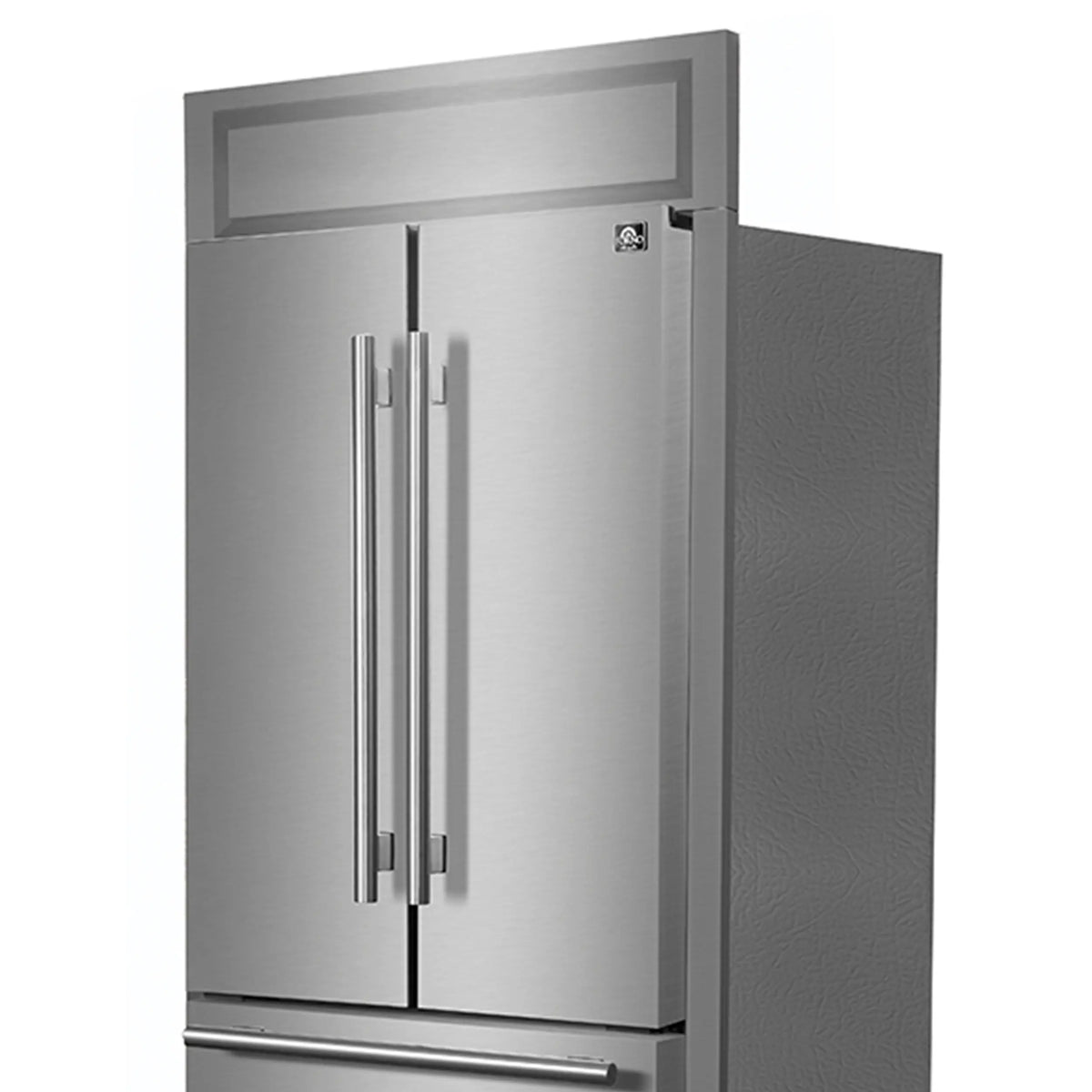 Forno Gallipoli 30-Inch French Door Refrigerator, 17.5 cu.ft Capacity, Modern Decorative Grill, 34-Inch Width, Stainless Steel FORNO
