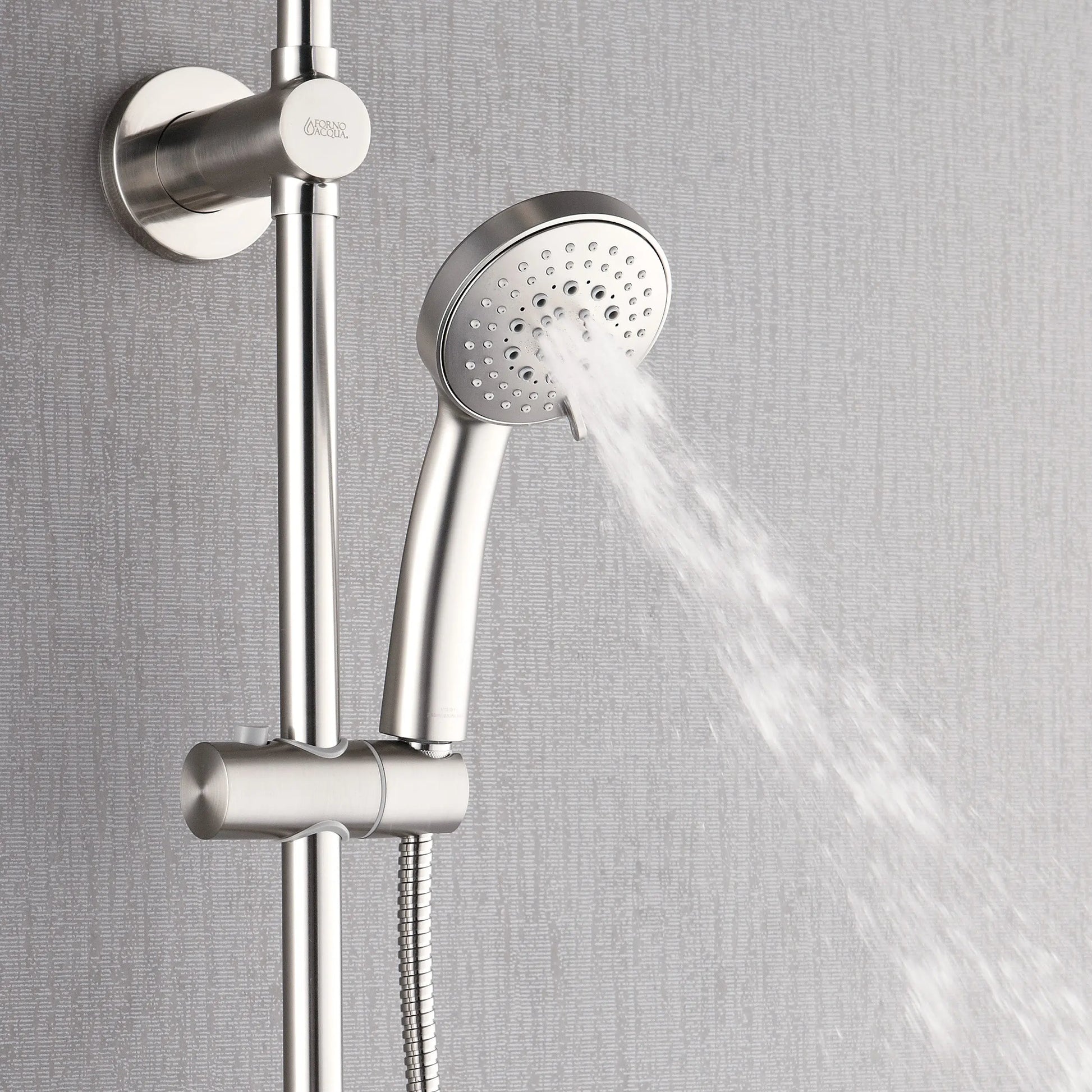 Forno Acqua AcquaSPA Retrofit Shower, Overhead Rainfall Shower, Handheld Shower Head, Body Jets, 6 Way Diverter, Brushed Nickel Finish, FORNO ACQUA