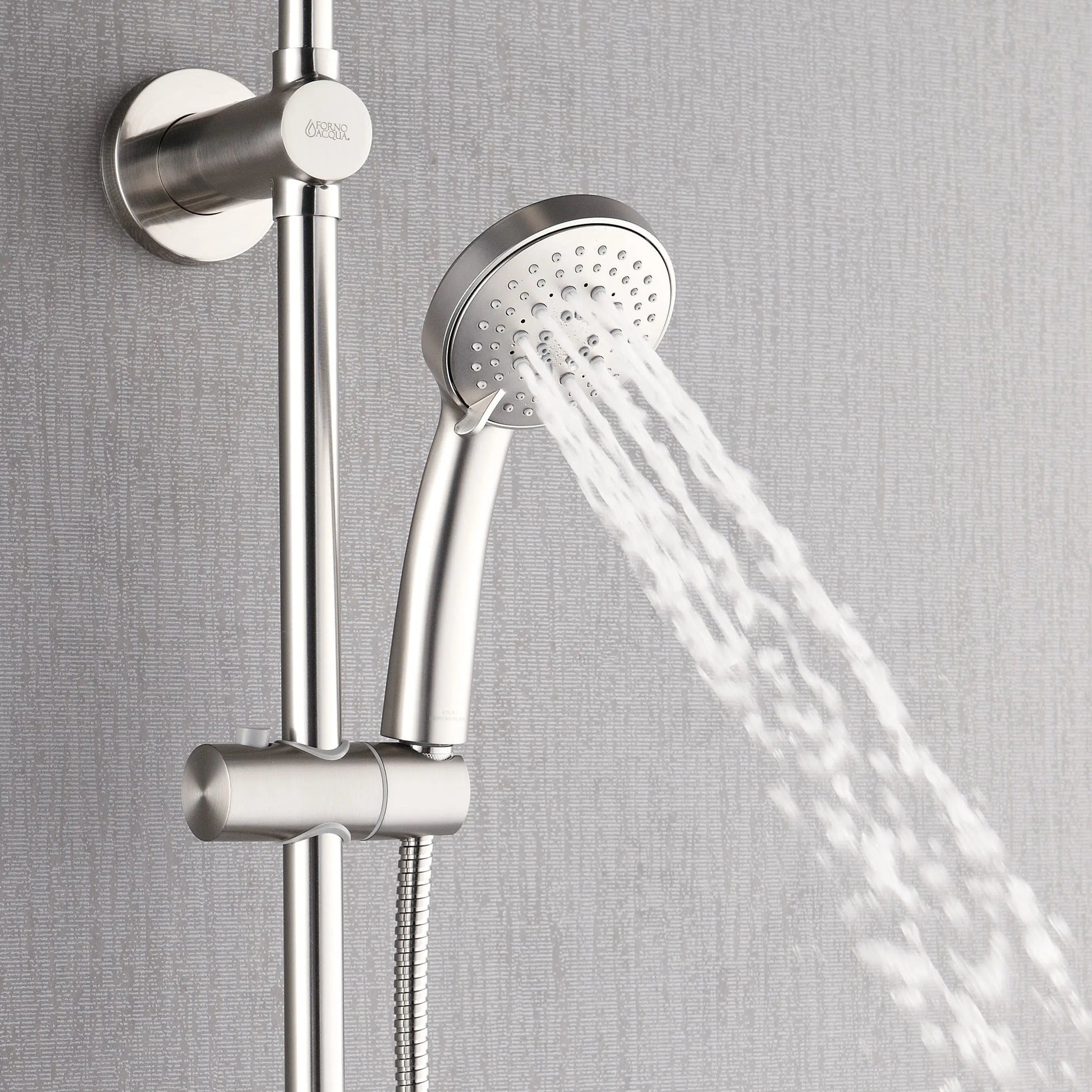 Forno Acqua AcquaSPA Retrofit Shower, Overhead Rainfall Shower, Handheld Shower Head, Body Jets, 6 Way Diverter, Brushed Nickel Finish, FORNO ACQUA