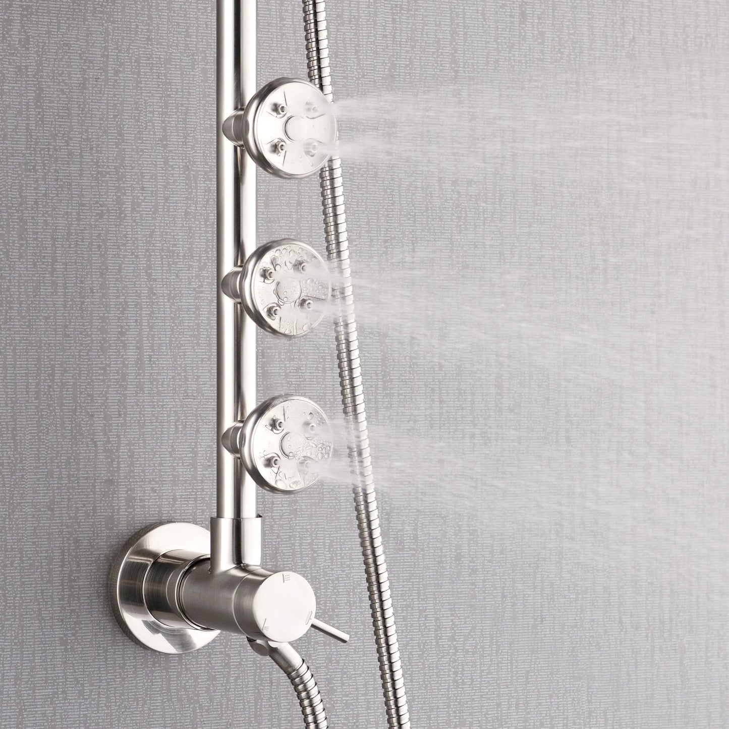 Forno Acqua AcquaSPA Retrofit Shower, Overhead Rainfall Shower, Handheld Shower Head, Body Jets, 6 Way Diverter, Brushed Nickel Finish, FORNO ACQUA