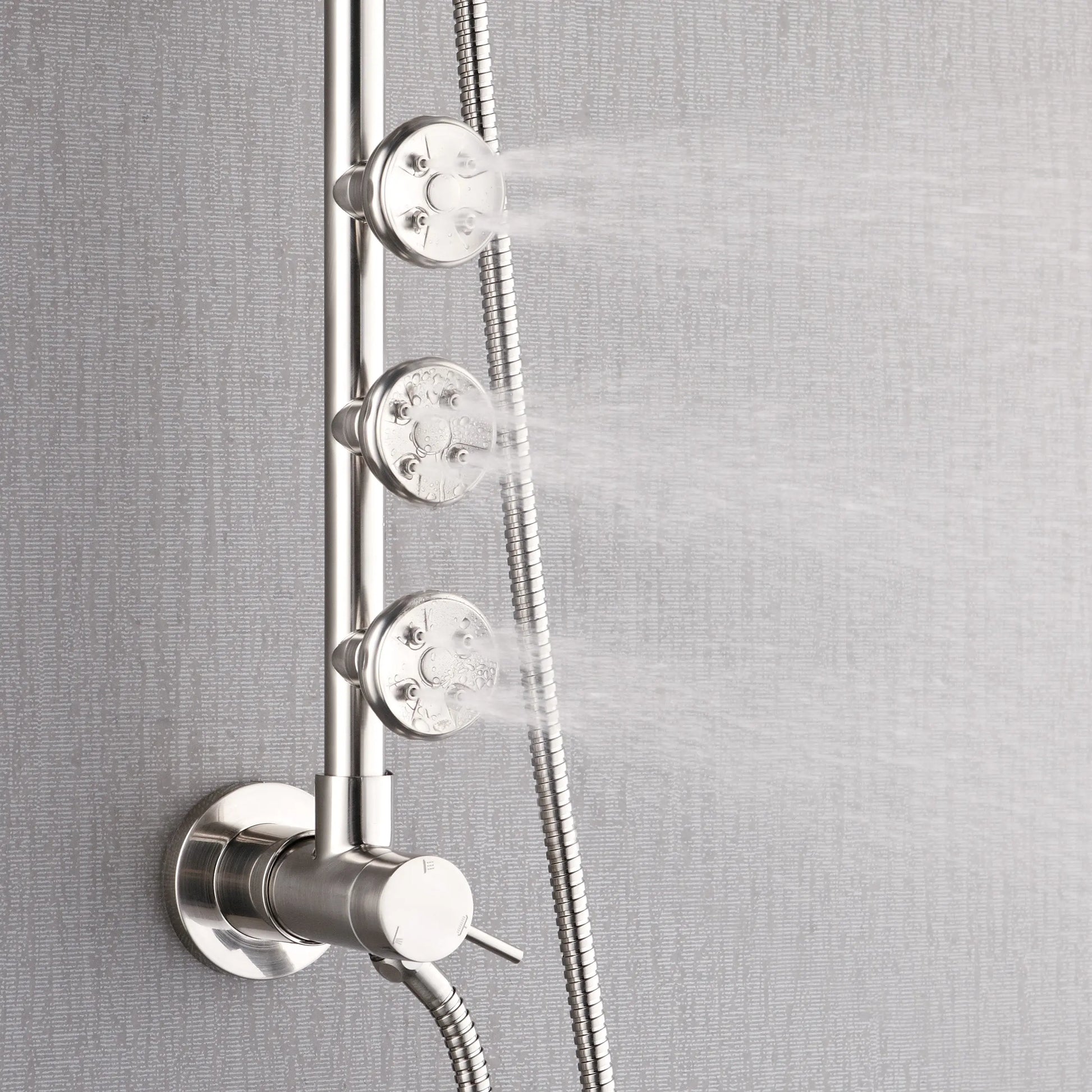Forno Acqua AcquaSPA Retrofit Shower, Overhead Rainfall Shower, Handheld Shower Head, Body Jets, 6 Way Diverter, Brushed Nickel Finish, FORNO ACQUA