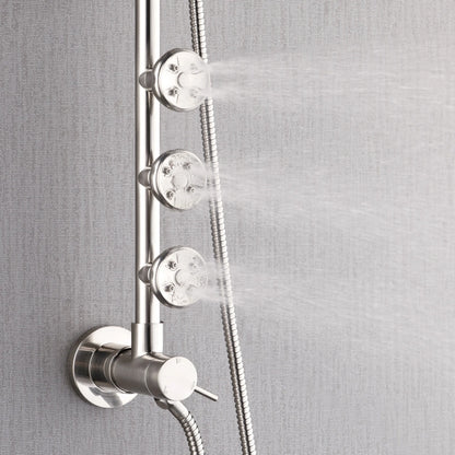 Forno Acqua AcquaSPA Retrofit Shower, Overhead Rainfall Shower, Handheld Shower Head, Body Jets, 6 Way Diverter, Brushed Nickel Finish, FORNO ACQUA